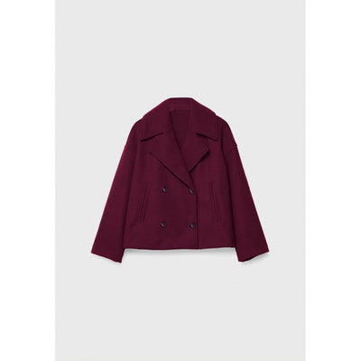 Veste blazer à revers croisé, manteau court en laine ample et élégant pour femme