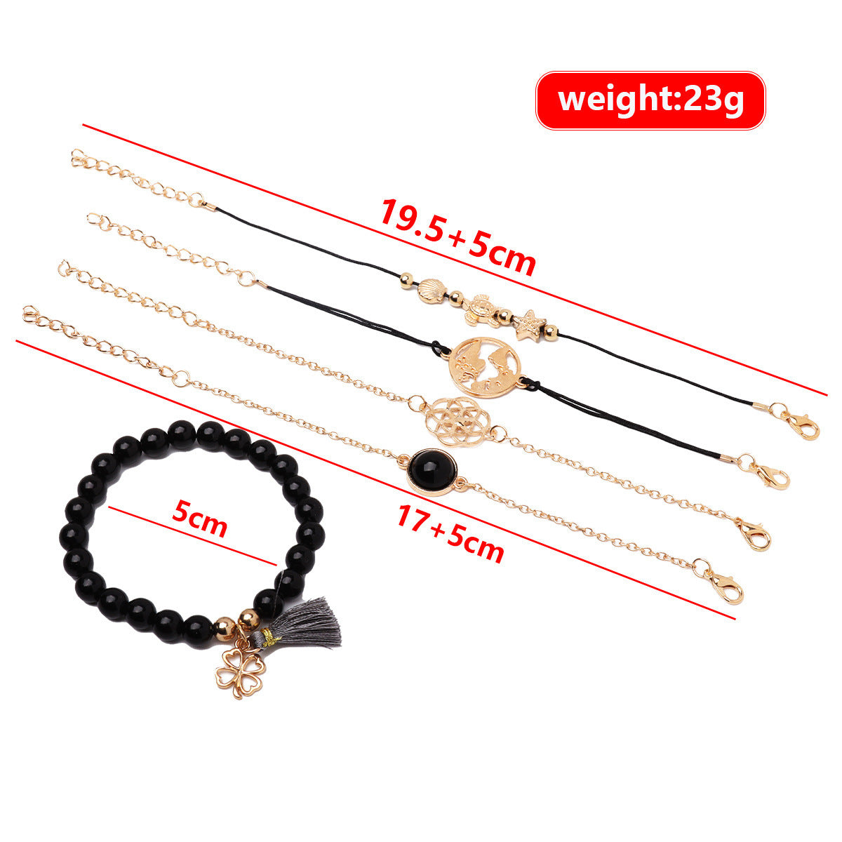 Turtle Tassel Bracelet 5-Piece Set
