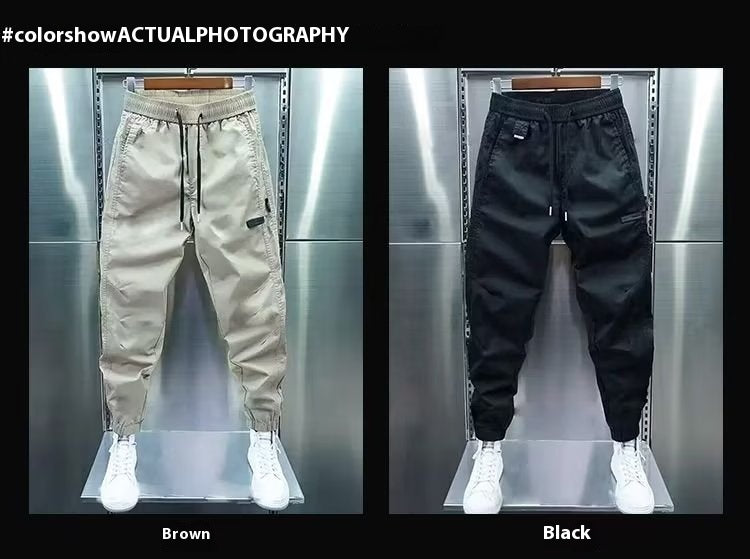 Pantalon décontracté d'été fin pour homme, couleur unie, tendance, style Hong Kong, coupe slim