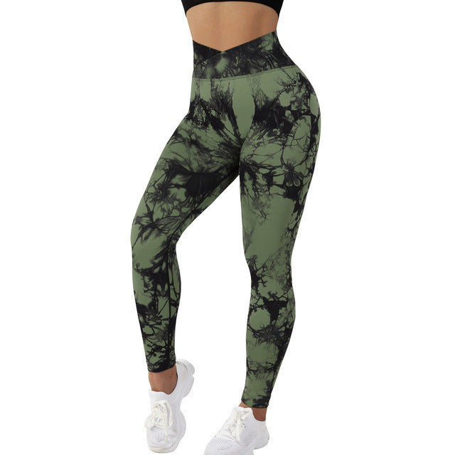 Leggings sans couture tie-dye pour femmes, pantalons de yoga push-up, leggings de sport, fitness, course à pied, gym