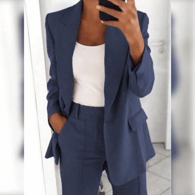 Cardigan slim à revers, veste de costume gracieuse
