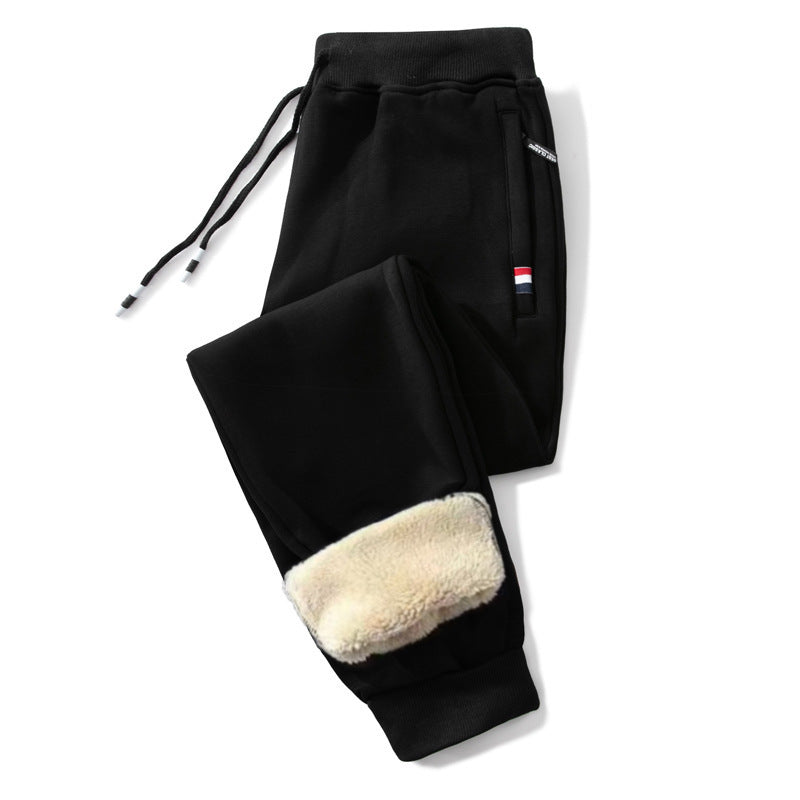 Pantalon de sport décontracté en cachemire d'agneau épais pour homme