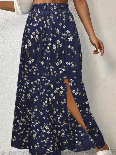 Women's Fashionable With Side-slit Printed Skirt