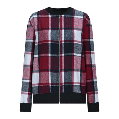 European And American Autumn And Winter Plaid Baseball Jacket Jacket