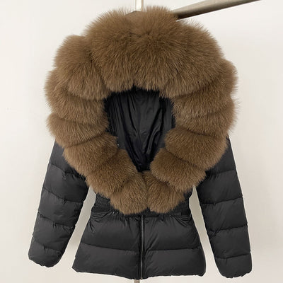Short Women's Thickened Slim Fit Waist-tight Fur Down Jacket