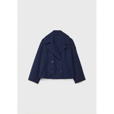 Veste blazer à revers croisé, manteau court en laine ample et élégant pour femme
