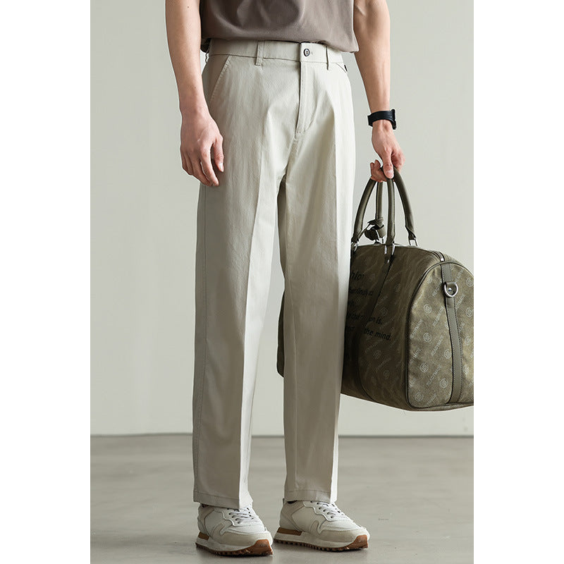 Cotton Blended Elasticated Slacks Men's Straight
