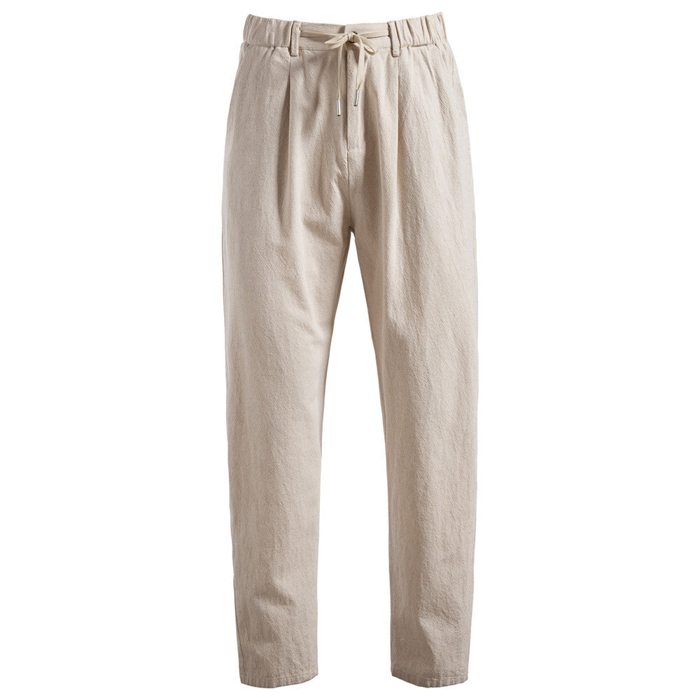 Pantalon décontracté en coton et lin pour homme