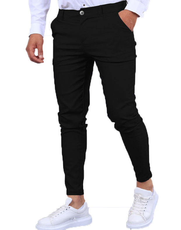 Pantalon décontracté pour homme en soie glacée, extensible et moulant