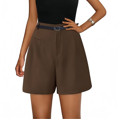 Elastic High Waist Wide Leg Casual Shorts