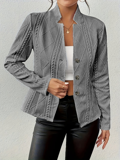 Veste blazer pour femme, manteau de costume, simple boutonnage, col montant, hauts slim, vêtements d'extérieur, veste de bureau