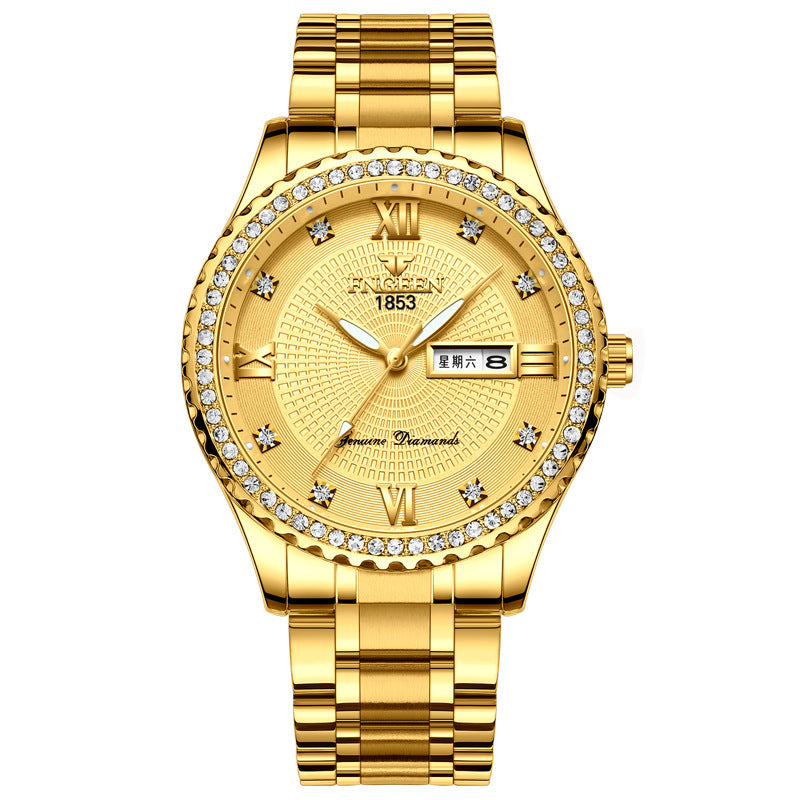 Watch Men's Luxury Gold Non-mechanical Stainless Steel Luminous