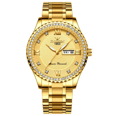 Watch Men's Luxury Gold Non-mechanical Stainless Steel Luminous