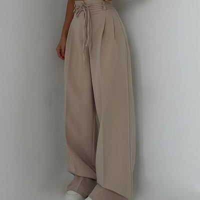 High Waist Lace Up Slim Fit Straight-leg Pants