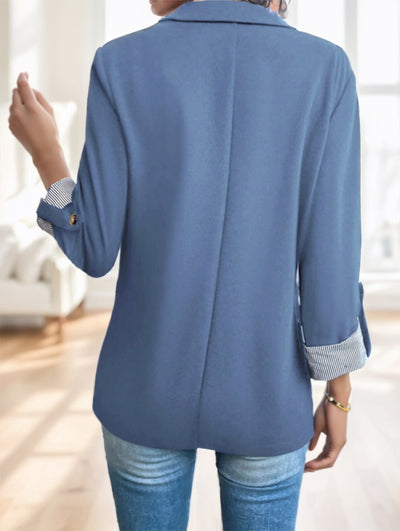 Women'S Stylish Green Blazer With Roll-Up Sleeves