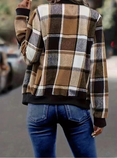 European And American Autumn And Winter Plaid Baseball Jacket Jacket