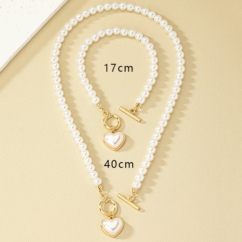 Love Pearl Necklace & Bracelet Set