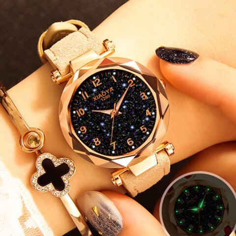 Mode femmes montres meilleur achat Star Sky Zifferblatt montre luxe or Rose femmes brassard quartz handgelenk montres nouveau dropshipping