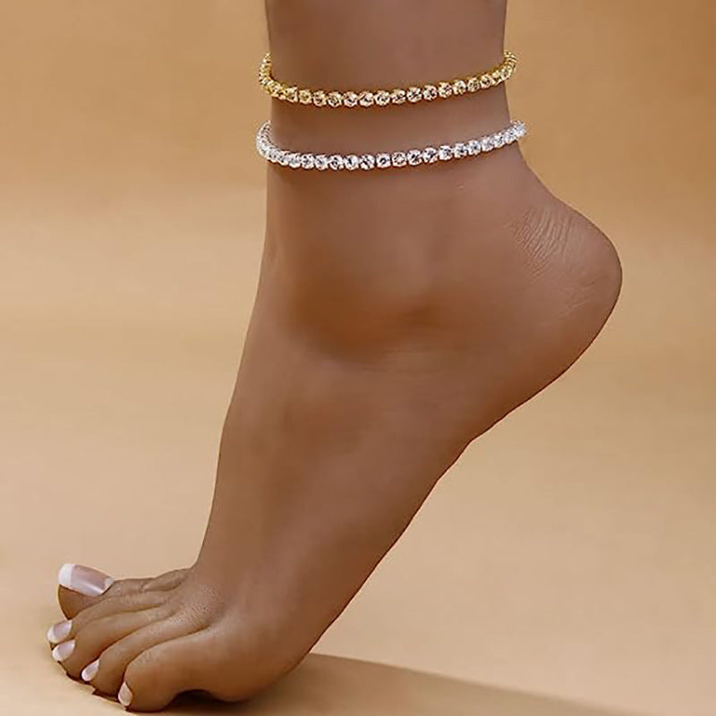 Rhinestone Beach Anklet – Shiny & Trendy