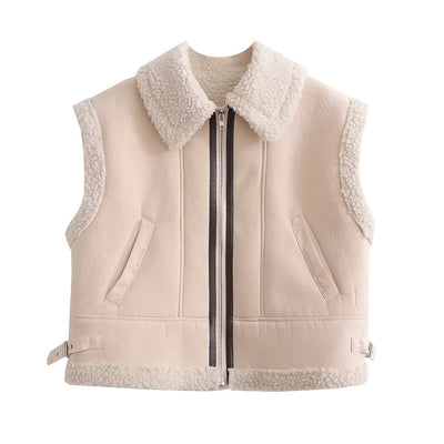 Gilet en fourrure tricolore Street Fashion 9605