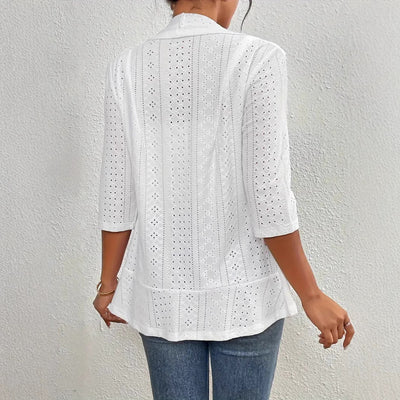 Manteau châle fin décontracté à manches mi-longues pour femme, couleur unie