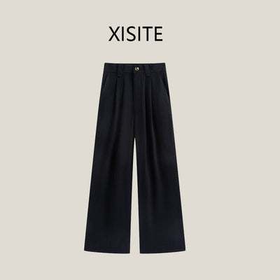 Casual Anti-wrinkle Thin High Waist Slimming And Straight Draping Cotton Linen Wide Leg Pants Long