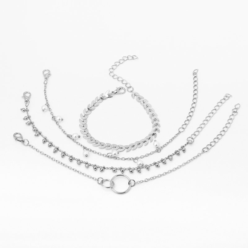 Geometric Pearl Jewelry 4-Piece Set