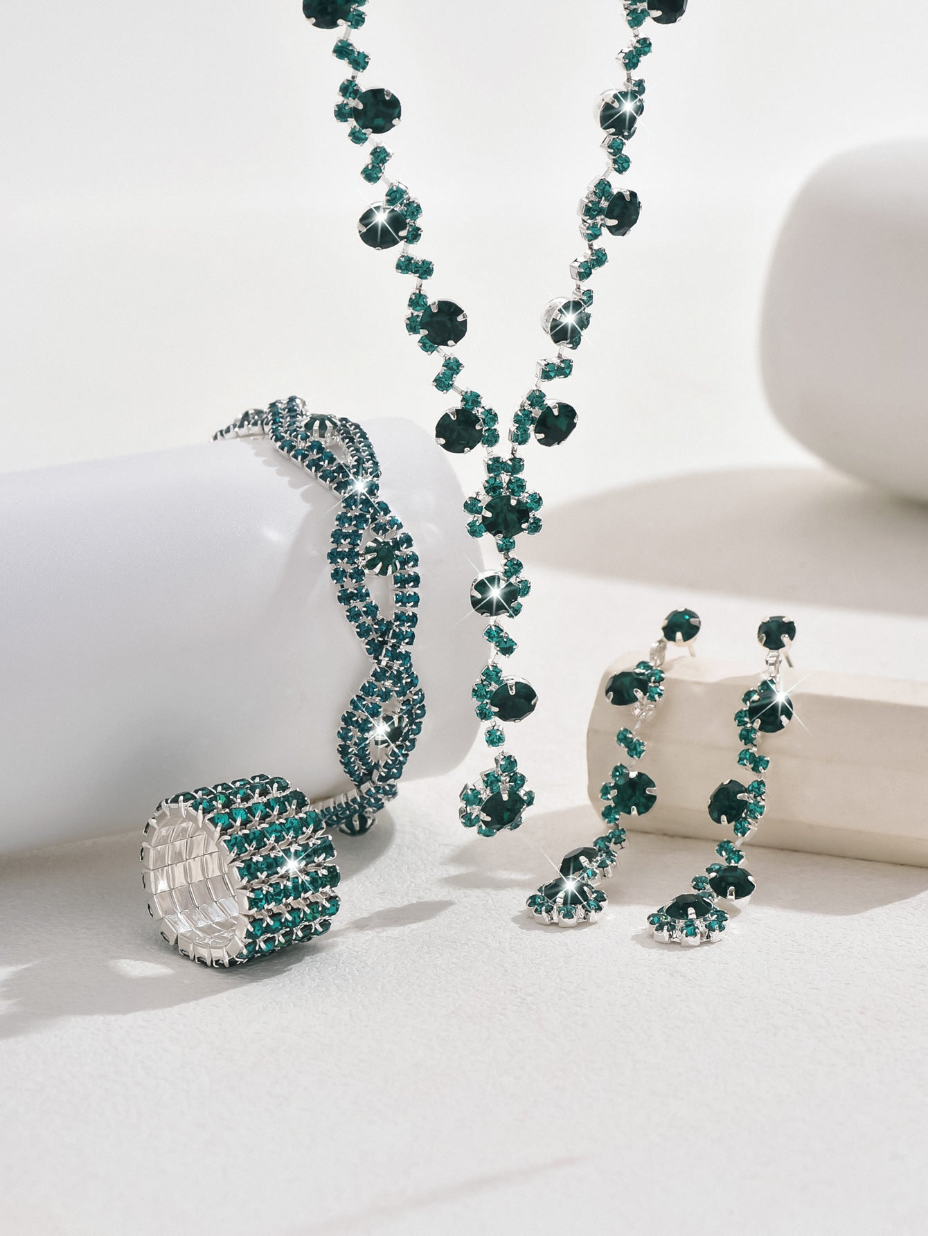 Crystal Necklace & Bracelet Jewelry Set