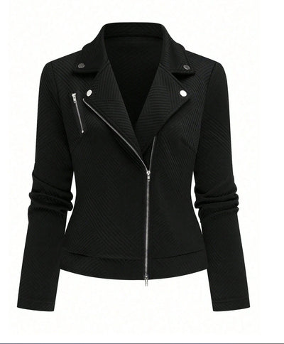 Women's Oblique Zipper Fastener Decoration Slim Casual Jacket