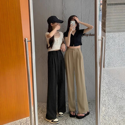 New High Waist Drooping Straight Pear Shapes Pants