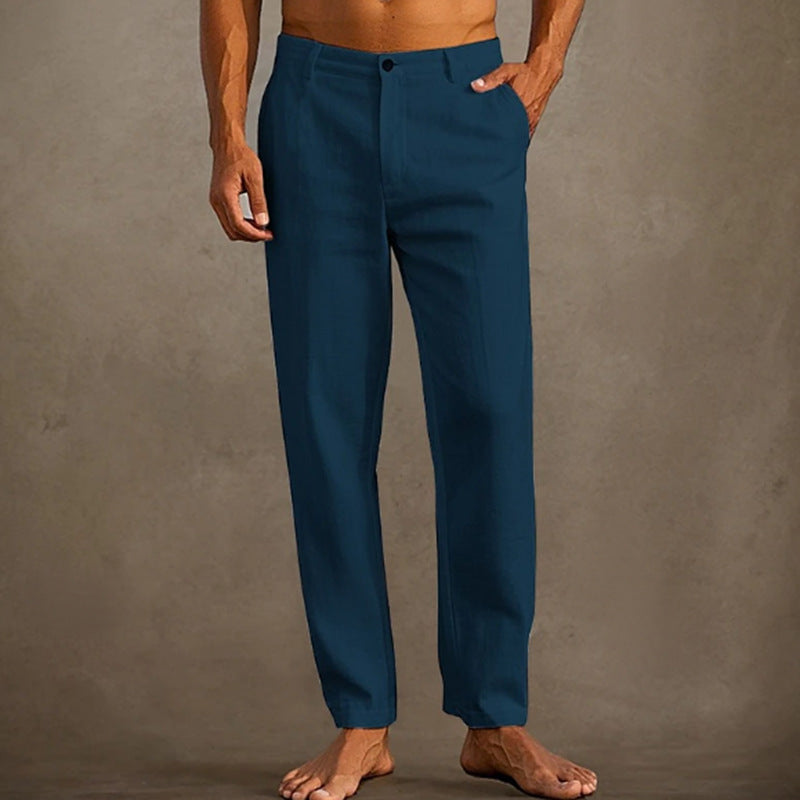 Pantalon skinny en lin pour homme, avec poche diagonale, confortable et respirant