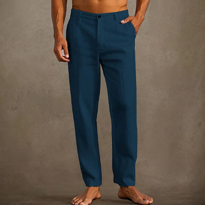 Pantalon skinny en lin pour homme, avec poche diagonale, confortable et respirant