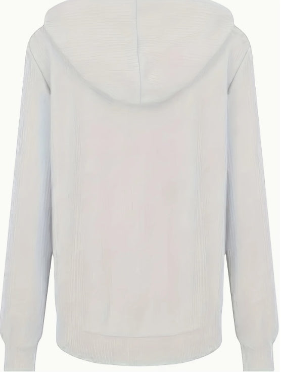 Zip Up Drawstring Hoodies, Casual Soldi Long Sleeve Sweatshirt