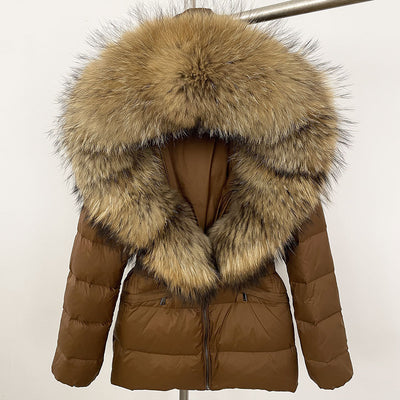 Short Women's Thickened Slim Fit Waist-tight Fur Down Jacket