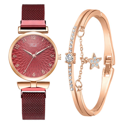 Montre à quartz tendance pour femme avec bracelet en maille
