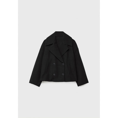 Veste blazer à revers croisé, manteau court en laine ample et élégant pour femme