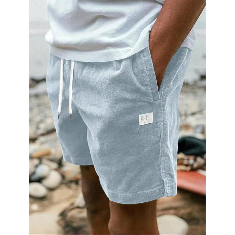 Men's Solid Color Letter Splicing Furcal Lower Hem Drawstring Belt