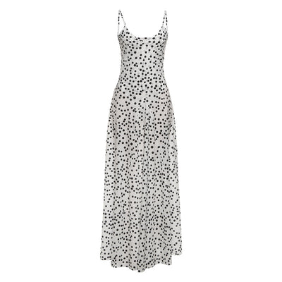 Street Shot Polka Dot Print Sleeveless Sling High Waist Dress