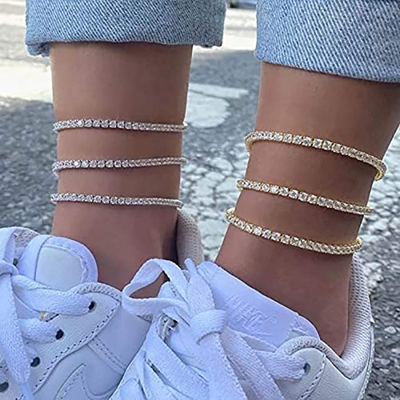 Rhinestone Beach Anklet – Shiny & Trendy