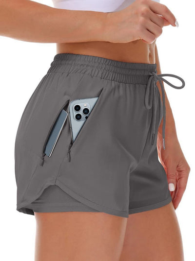 Women's Sports Shorts Running Yoga Fake Two Pieces