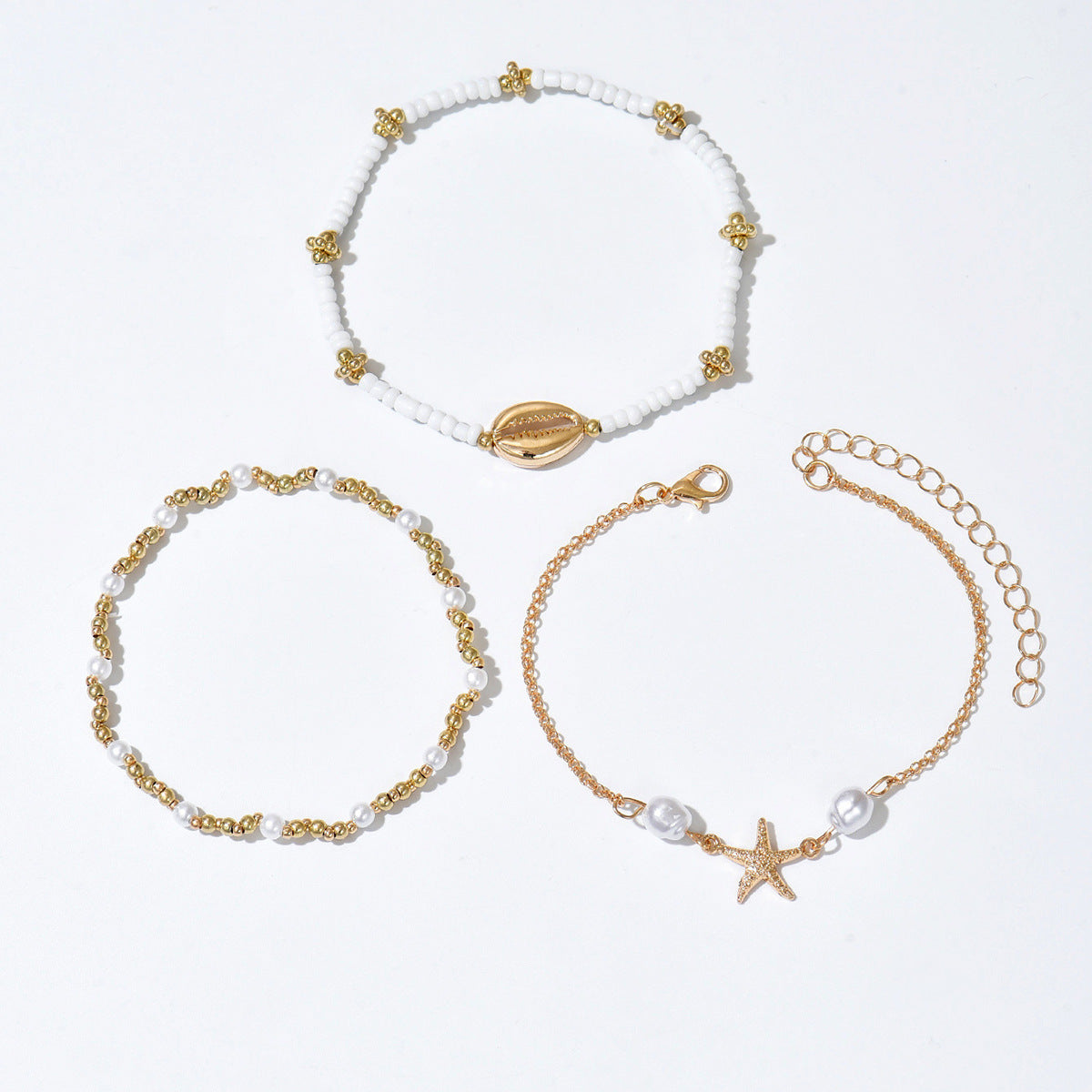 Beach Shell Starfish Anklet Set
