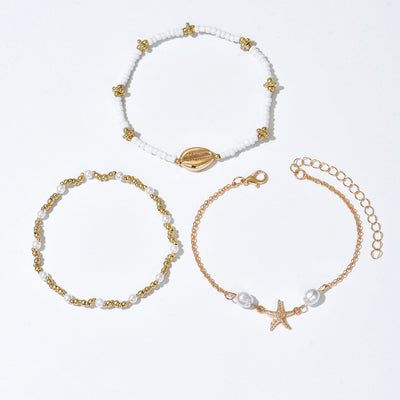 Beach Shell Starfish Anklet Set