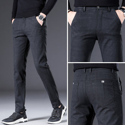 Pantalon habillé extensible pour homme, coupe slim