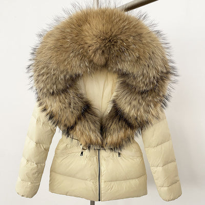 Short Women's Thickened Slim Fit Waist-tight Fur Down Jacket