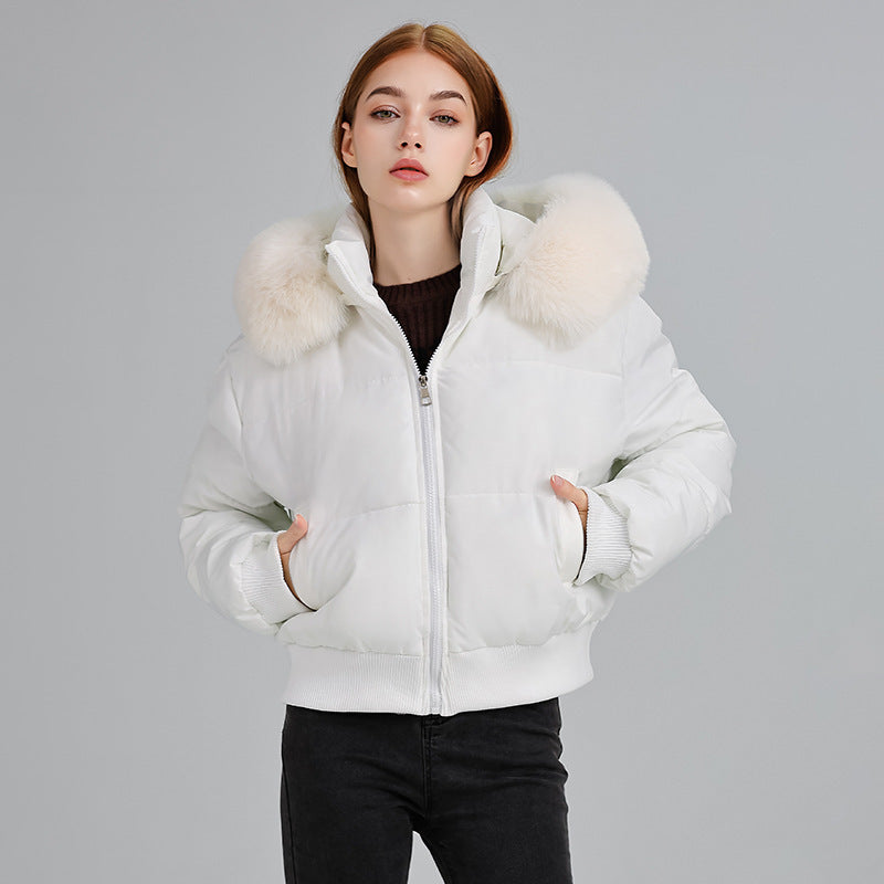 Women's Hooded Fur Collar Cotton-padded Clothes With Design Sense