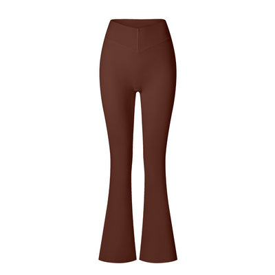 Brushed Flared V-waist Sports Tight Trousers