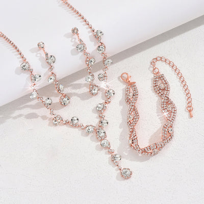 Crystal Necklace & Bracelet Jewelry Set