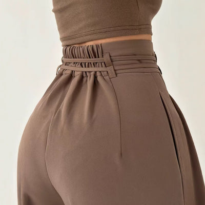 High Waist Lace Up Slim Fit Straight-leg Pants