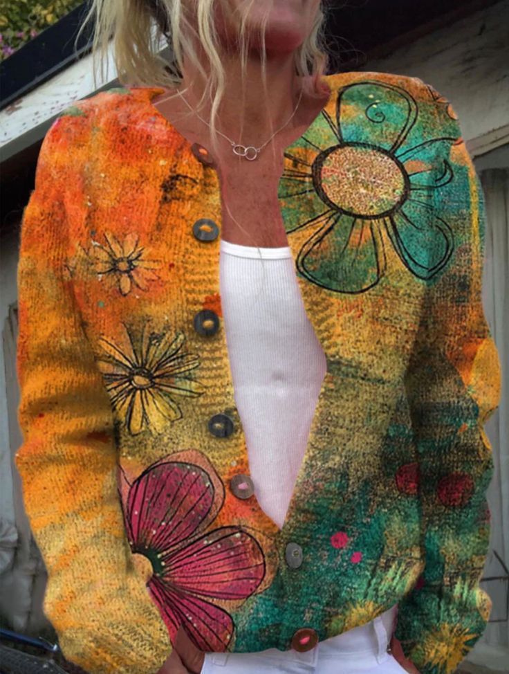 Cardigan imprimé de Noël à motif dessin animé pour femme