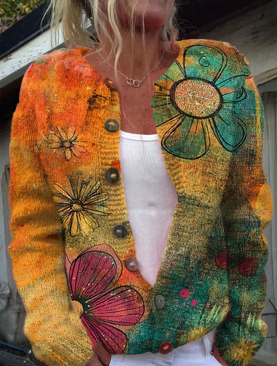 Cardigan imprimé de Noël à motif dessin animé pour femme